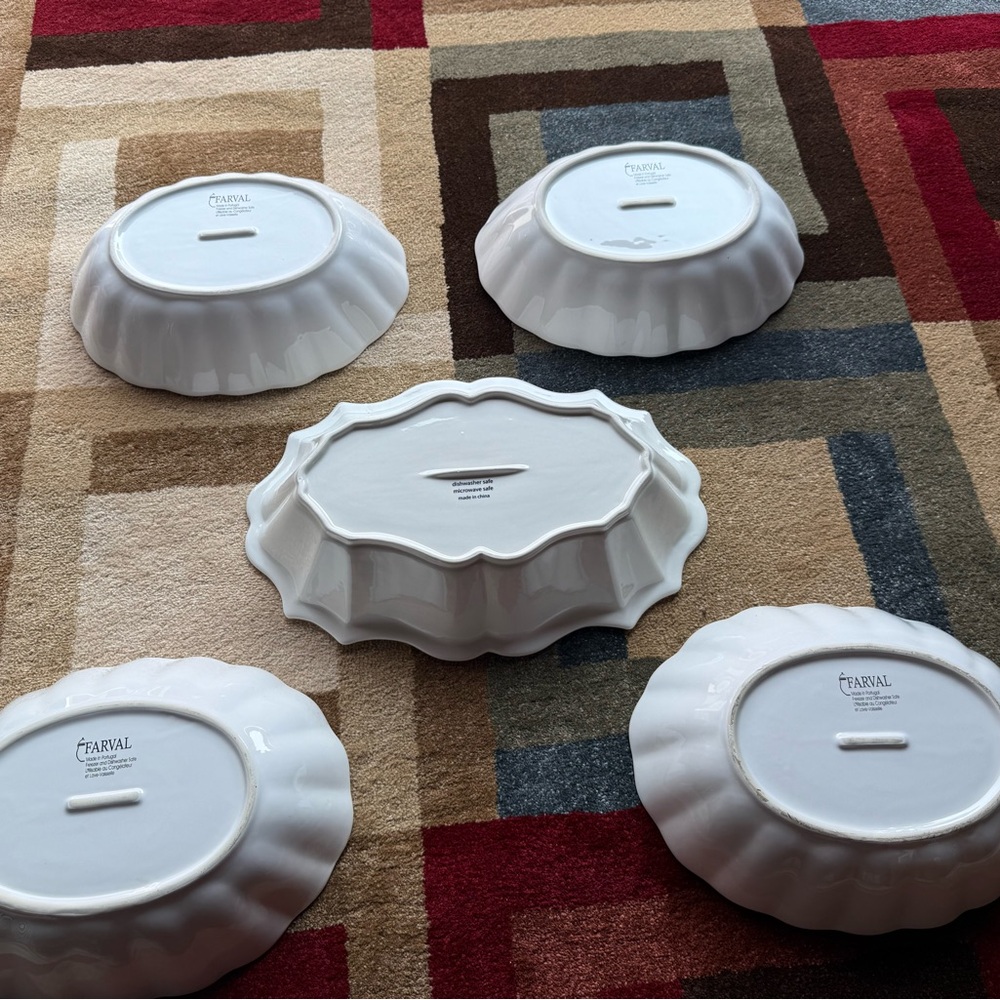 Farval White Ceramic Serving Dishes Set